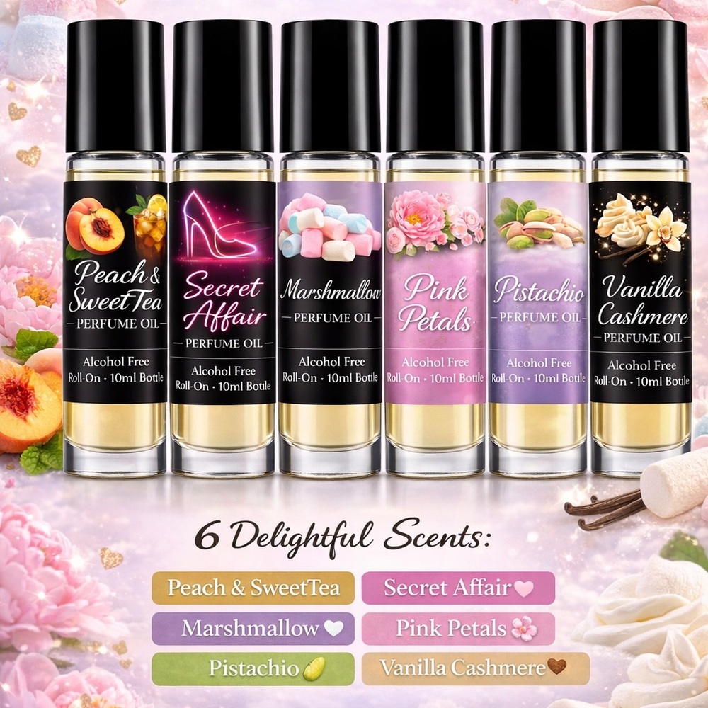 6 Pack high premium perfume oil Bundle. Alcohol Free